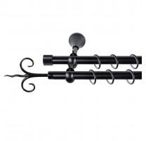 Sn Deco Group Galerie dubla metalica Copac 16mm, negru, 200 cm, prindere perete - KIT COMPLET Suport draperie