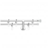 SN Deco Group Galerie metalică Conic, Ø 16mm, 200 cm, dublă nichel-satinat cu consolă plată Suport draperie
