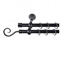 Sn Deco Group Galerie dubla metalica Carlig 16mm, negru, 160 cm, prindere perete - KIT COMPLET Suport draperie
