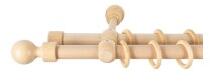 Sn Deco Group Galerie dubla lemn masiv Giro, nuanta natur, 280 cm - KIT COMPLET Suport draperie