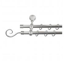 Sn Deco Group Galerie dubla metalica Carlig 16mm, nichel satinat, 160 cm, prindere perete - KIT COMPLET Suport draperie
