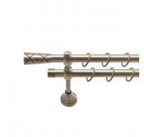 Sn Deco Group Galerie dubla metalica Zeus 19mm, bronz antic, 120 cm, prindere perete, KIT COMPLET Suport draperie