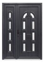 Bastion Usa intrare PVC Magnolia dubla, 1400x2050, deschidere stanga privit din interior, culoare antracit pe ambele fete