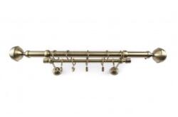 Sn Deco Group Galerie dubla metalica Kugel 25mm cu 25mm, bronz antic, 160 cm, prindere tavan, KIT COMPLET Suport draperie