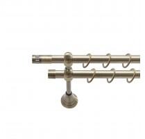 Sn Deco Group Galerie dubla metalica Tub Briliant 19mm, bronz antic, 240 cm, prindere perete, KIT COMPLET Suport draperie