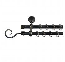 Sn Deco Group Galerie dubla metalica Carlig 16mm, negru auriu, 240 cm, prindere perete - KIT COMPLET Suport draperie