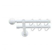 SN Deco Group Galerie metalică Ball, Ø 19mm, 120 cm, dublă albă cu consolă plată Suport draperie