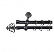 Sn Deco Group Galerie dubla metalica Evantai 19mm, negru, 200 cm, prindere perete, KIT COMPLET Suport draperie