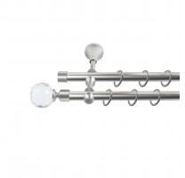 Sn Deco Group Galerie dubla metalica Ball Cristal 16mm, nichel satinat, 300 cm, prindere perete - KIT COMPLET Suport draperie