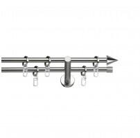 SN Deco Group Galerie metalică Con, Ø 16mm, 320 cm, dublă nichel cu consolă plată Suport draperie