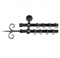 Sn Deco Group Galerie dubla metalica Copac 16mm, negru auriu, 160 cm, prindere perete - KIT COMPLET Suport draperie