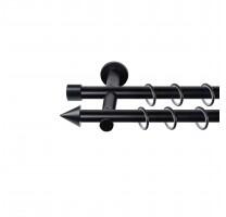 SN Deco Group Galerie metalică Con, Ø 16mm, 120 cm, dublă neagră cu consolă plată Suport draperie