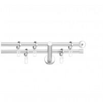 SN Deco Group Galerie metalică Dop rotund, Ø 19mm, 120 cm, dublă nichel-satinat cu consolă plată Suport draperie
