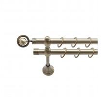 Sn Deco Group Galerie dubla metalica Seti 19mm, bronz antic, 200 cm, prindere perete, KIT COMPLET Suport draperie