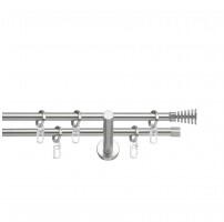 SN Deco Group Galerie metalică Arita, Ø 19mm, 200 cm, dublă nichel cu consolă plată Suport draperie