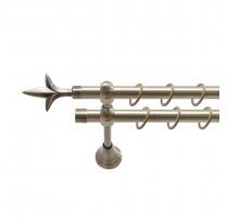 Sn Deco Group Galerie dubla metalica Lance 19mm, bronz antic, 200 cm, prindere perete, KIT COMPLET Suport draperie