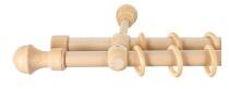Sn Deco Group Galerie dubla lemn masiv Ares, nuanta natur, 400 cm - KIT COMPLET Suport draperie