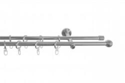 SN Deco Group Galerie metalică Dop rotund, Ø 19mm, 200 cm, dublă nichel cu consolă plată Suport draperie
