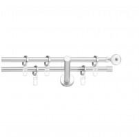 SN Deco Group Galerie metalică Ball, Ø 19mm, 400 cm, dublă nichel-satinat cu consolă plată Suport draperie