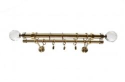 Sn Deco Group Galerie dubla metalica Ball Cristal 25mm cu 19mm, bronz antic, 200 cm, prindere tavan, KIT COMPLET Suport draperie