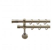 Sn Deco Group Galerie dubla metalica Ahile 19mm, bronz antic, 200cm, prindere perete, KIT COMPLET Suport draperie