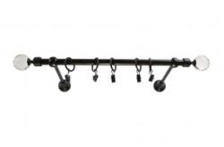 Sn Deco Group Galerie metalica Ball Cristal 16mm, negru, 200 cm - KIT COMPLET Suport draperie