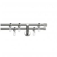 SN Deco Group Galerie metalică Cilindru Striat, Ø 16mm, 320 cm, dublă nichel cu consolă plată Suport draperie