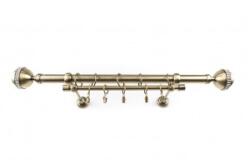 Sn Deco Group Galerie dubla metalica Kugel Briliant 25mm cu 19mm, bronz antic, 200 cm, prindere perete, KIT COMPLET Suport draperie