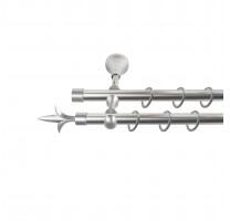 Sn Deco Group Galerie dubla metalica Lance 19mm, nichel satinat, 240 cm, prindere perete, KIT COMPLET Suport draperie