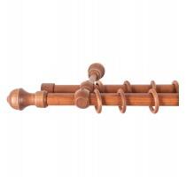 Sn Deco Group Galerie dubla lemn masiv Ares, nuanta cires, 180 cm - KIT COMPLET Suport draperie