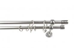 Sn Deco Group Galerie dubla metalica Tub 25mm cu 25mm, nichel satinat, 120 cm, prindere tavan, KIT COMPLET Suport draperie