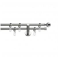 SN Deco Group Galerie metalică Ball, Ø 19mm, 100 cm, dublă nichel cu consolă plată Suport draperie