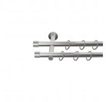 SN Deco Group Galerie metalică Dop, Ø 19mm, 200 cm, dublă nichel-satinat cu consolă plată Suport draperie