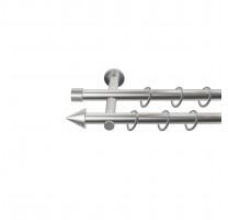 SN Deco Group Galerie metalică Con, Ø 19mm, 160 cm, dublă nichel-satinat cu consolă plată Suport draperie