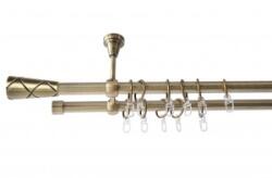 Sn Deco Group Galerie dubla metalica Zeus 19mm, bronz antic, 160 cm, prindere tavan, KIT COMPLET Suport draperie