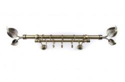 Sn Deco Group Galerie dubla metalica Frunza 25mm cu 25mm, bronz antic, 240 cm, prindere perete, KIT COMPLET Suport draperie