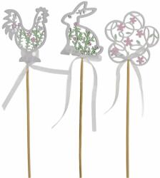 4-Home Set de iepuraș, găină și floare din lemn, 3 buc, h. 30 cm