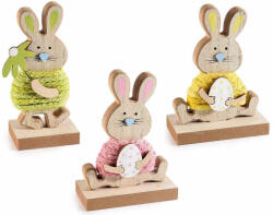 Decorer Set 3 figurine Iepurasi Paste lemn 6.5x4.5x13 cm (A51.55.67)