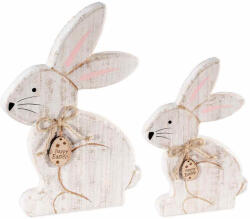 Decorer Set 2 figurine Iepurasi Paste lemn 28.5x3x40 cm, 21x2.5x30 cm (A51.57.51)