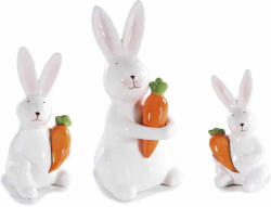 Decorer Set 3 figurine Iepurasi Paste portelan 11.5x9.5x21 cm, 8.5x7.5x16 cm, 7.5x6x13 cm (A72.13.99)