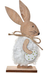 Clayre & Eef Figurina Iepuras Paste lemn maro textil alb 7x4x15 cm (65633)