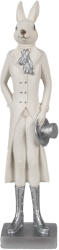 Clayre & Eef Figurina Iepuras Paste Boy polirasina alba argintie 9x7x34 cm (6PR4046)