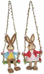 Decorer Set 2 figurine Iepurasi Paste cu leagan 19x15x36 cm (A58.06.47)