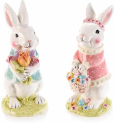Decorer Set 2 figurine Iepurasi Paste ceramica 10.5x12.5x22.5 cm (A71.48.04)