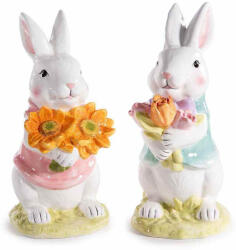 Decorer Set 2 figurine Iepurasi Paste ceramica multicolora 12x10.5x23 cm (A71.50.78)