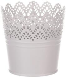 Autronic Ghiveci decorativ metalic cu dantelă gri , 11 x8 cm