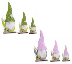 Decorer Set 6 figurine Gnomi lemn textil 15x4x30 cm, 10x4x20.5 cm, 7.5x4x15.5 cm (A51.52.56B)