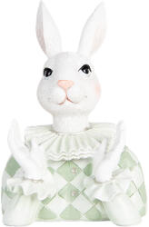 Clayre & Eef Figurina Iepurasi Paste polirasina alba verde 11x10x16 cm (6PR5460)