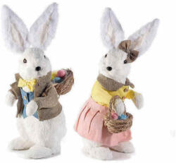 Decorer Set 2 figurine Iepurasi din fibre naturale si textil 18x14x41 cm (A58.08.26)