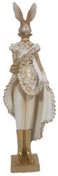 Clayre & Eef Figurina Iepuras Paste Girl din polirasina alba aurie 11x8x33 cm (6PR3603DECO)